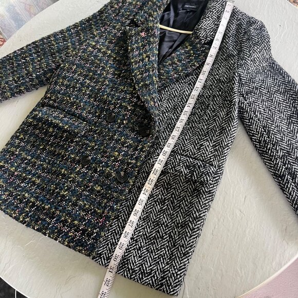 Driftwood Herringbone Tweed Wool Multi Mixed Print Boxy Blazer Size XL - Picture 7 of 10